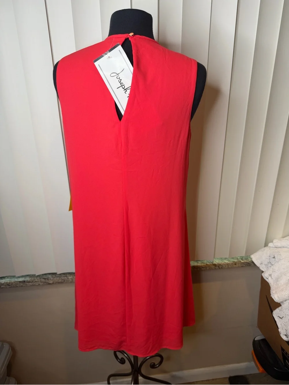 Joseph Ribkoff Bright Coral Sleeveless Shift  Wedding Guest Dress Size 10